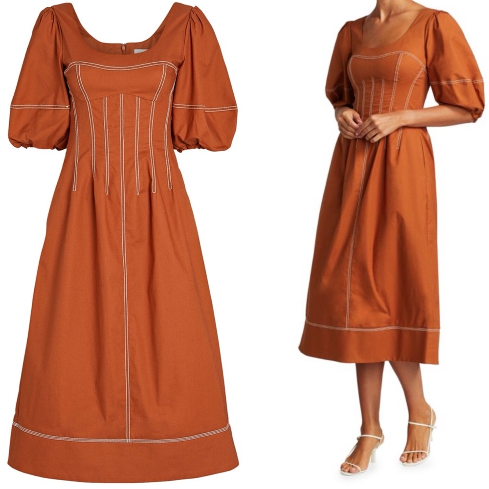 NWT Jonathan SIMKHAI puff sleeve midi dress
